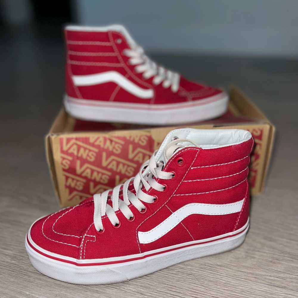 Vans OTW Old Skool Red White Hi Top Lace Up Skate Shoes Womens 6.5 CLEAN / VGUC.